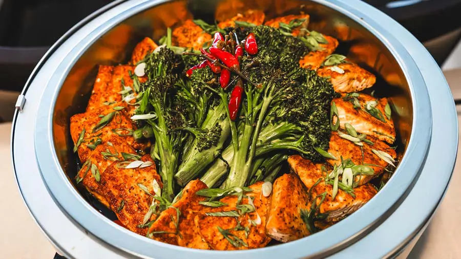 Counter full of food