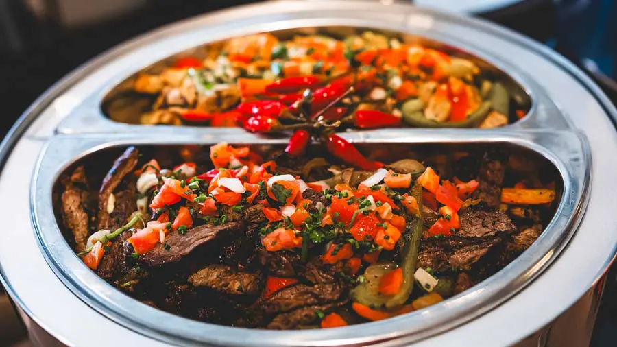 Counter full of food