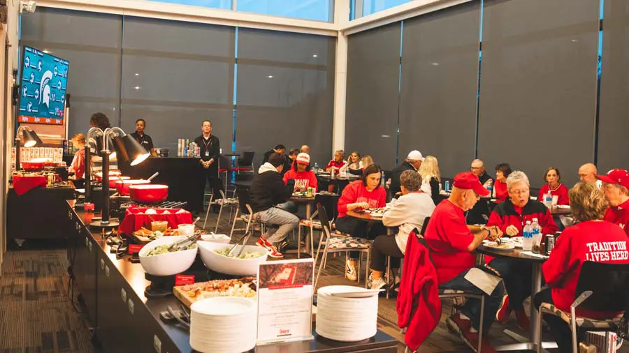 Counter full of food