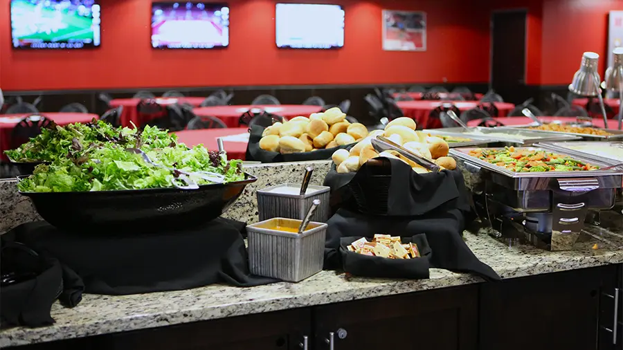 Counter full of food