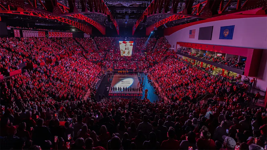 Full arena looking down on court
