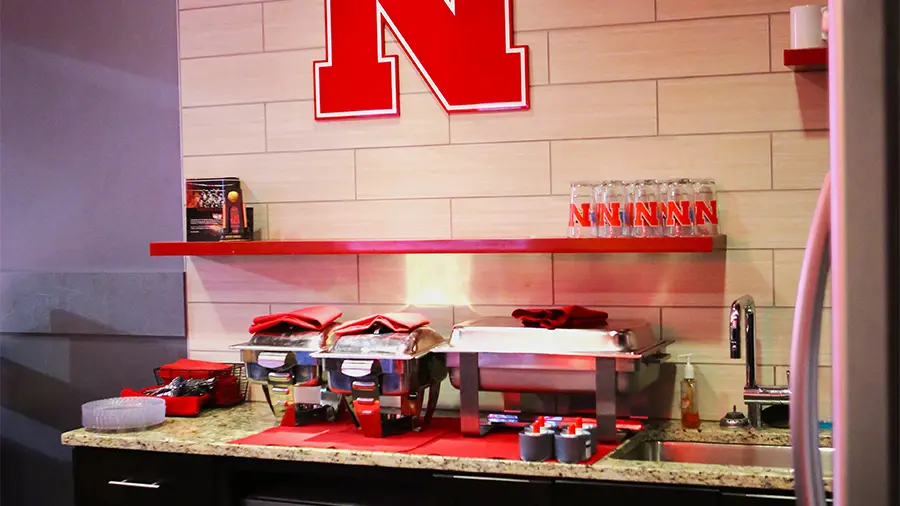 Counter with serving dishes